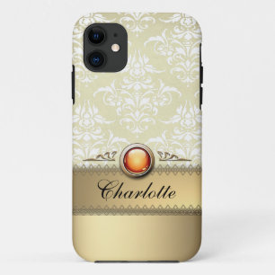 Etui iPhone Case-Mate Motif d'or romantique de damassé personalizable