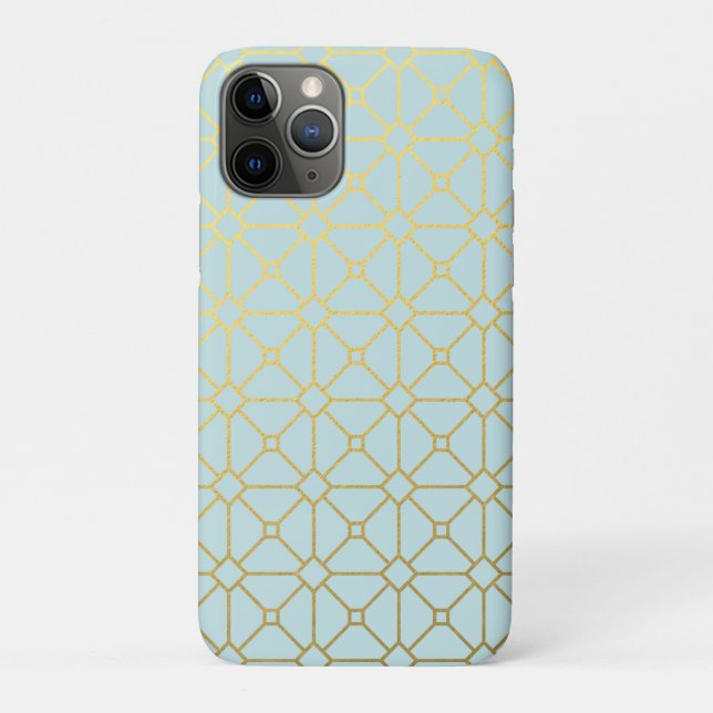 Coques Case-Mate iPhone Motif d'or Turquoise Turquoise moderne (Dos)