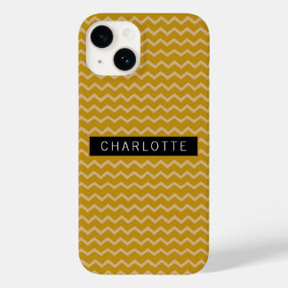 Coque Case-Mate iPhone Motif d'or Zigzag Mustard Personnalisé