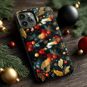 Coque Case-Mate iPhone Motif d'ornements de Noël abstraits festifs