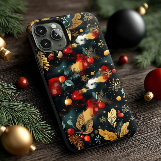 Coques Case-Mate iPhone Motif d'ornements de Noël abstraits festifs (Créateur téléchargé)