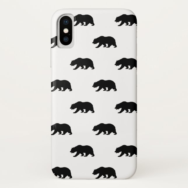 Coques Case-Mate iPhone Motif d'ours grizzli blanc et noir (Dos)