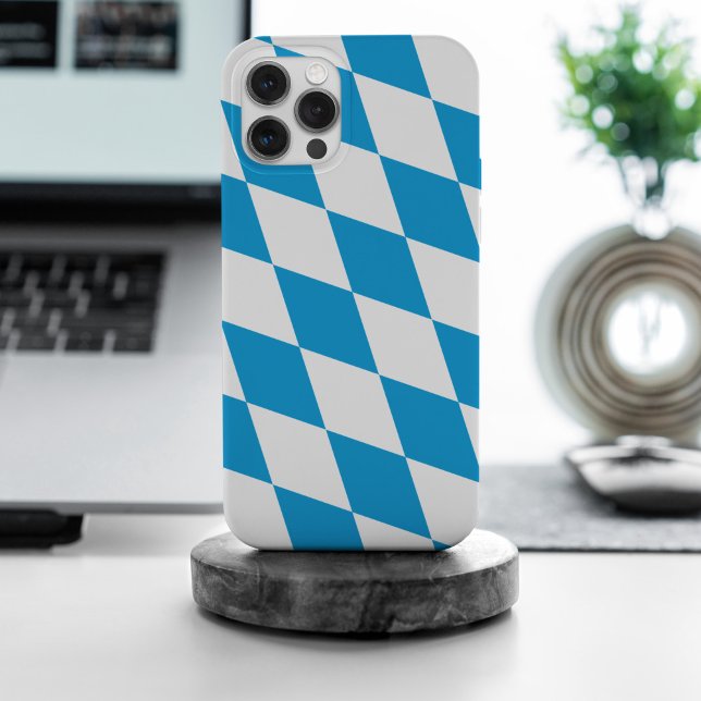 Coques Case-Mate iPhone Motif Drapeau Diamant Bavière bleu et blanc (Créateur téléchargé)