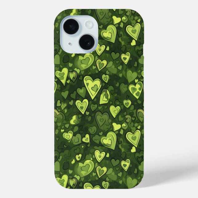 Coques Case-Mate iPhone Motif du coeur vert (Verso)