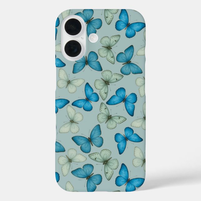 Coques Case-Mate iPhone Motif du jardin des papillons bleus (Verso)