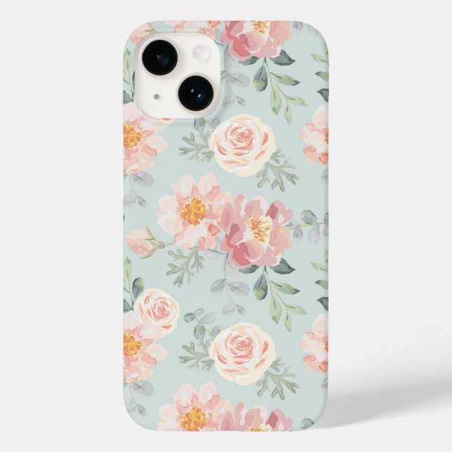 Coques Case-Mate iPhone Motif du jardin rose Rose Rose Pastel (Verso)