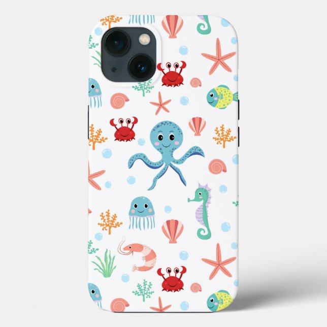 Coques Case-Mate iPhone Motif du monde marin (Verso)