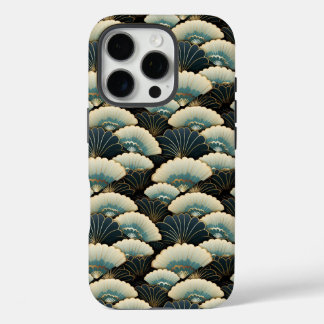 Coque iPhone 16 Pro Motif du ventilateur d'inspiration japonaise Turqu