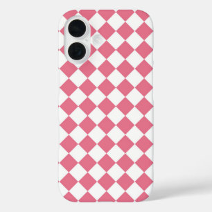 Coque Pour iPhone 16 Motif du vérificateur de diamants rose blanc