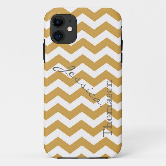Coques Case-Mate iPhone Motif du zigzag du chevron jaune tendance, (Dos)