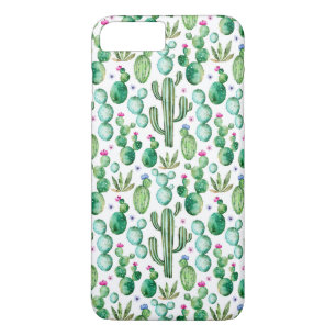 Coque iPhone 8 Plus/7 Plus Motif d'usines de cactus d'aquarelle