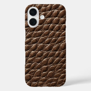 Coque Pour iPhone 16 Motif effet cuir marron foncé