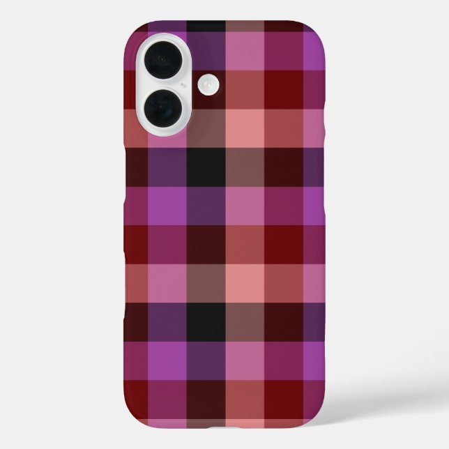 Coques Case-Mate iPhone Motif élégant à carreaux rouge cramoisi et prune s (Verso)
