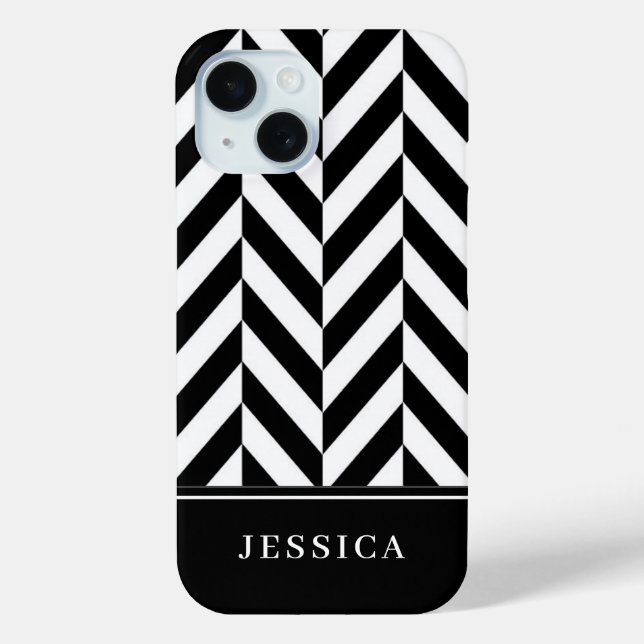 Coques Case-Mate iPhone Motif élégant à rayures noires et blanches (Verso)