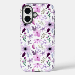 Coque Pour iPhone 16 Motif élégant de fleurs roses et violettes