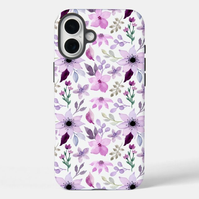 Coques Case-Mate iPhone Motif élégant de fleurs roses et violettes (Verso)