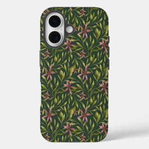 Coque Pour iPhone 16 Motif élégant de fleurs roses sur fond sombre