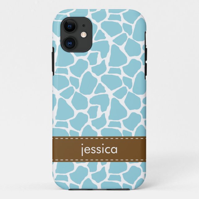 Coques Case-Mate iPhone Motif élégant de la Girafe bleue (Dos)