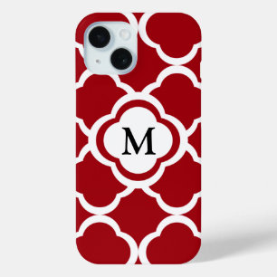 Coque Case-Mate iPhone Motif élégant de monogramme bordeaux