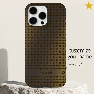 Coque iPhone 16 Pro Max Motif élégant de points et de lignes dorées brilla
