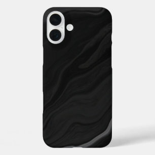 Coque Pour iPhone 16 Plus Motif élégant en marbre de pierre noire