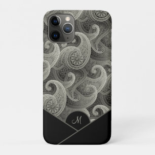Case-Mate iPhone Case Motif élégant Gris Paisley avec Monogramme