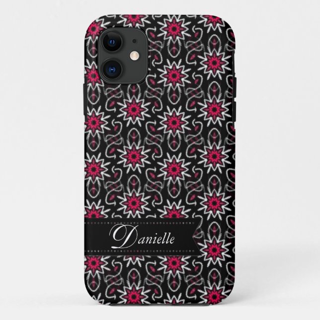 Coques Case-Mate iPhone Motif élégant rose+noir étoiles (Dos)