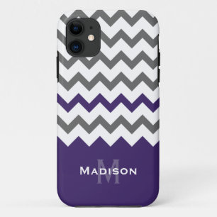 Coque Case-Mate iPhone Motif élégant violet et gris Chevron