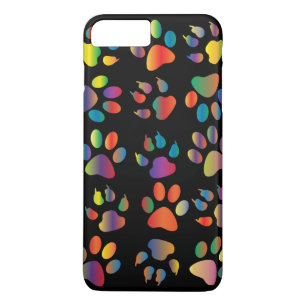 Coque iPhone 8 Plus/7 Plus Motif Empreintes de Patte Colorées (Noir)