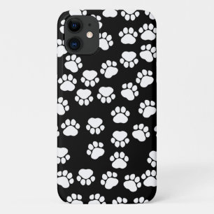 Coques Pour iPhone Motif, Empreintes de pattes, pattes de chien, noir