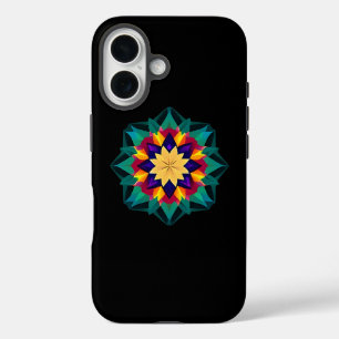 Coque Pour iPhone 16 Motif en cristal multicolore sur noir