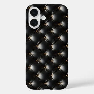 Coque Pour iPhone 16 Motif en cuir noir courbé