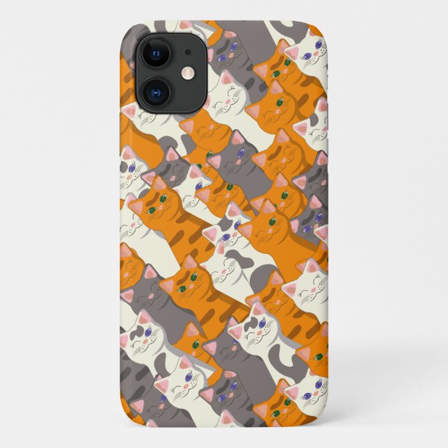 Coques Case-Mate iPhone Motif en diagonale du chat noir blanc gingembre (Dos)