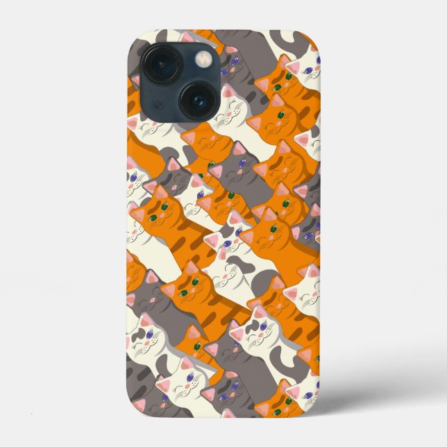 Coques Case-Mate iPhone Motif en diagonale du chat noir blanc gingembre (Verso)