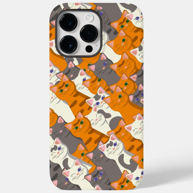 Coques Case-Mate iPhone Motif en diagonale du chat noir blanc gingembre (Verso)