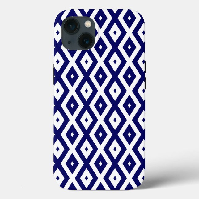Coques Case-Mate iPhone Motif en diamant bleu et blanc marine Coque-Mate i (Verso)