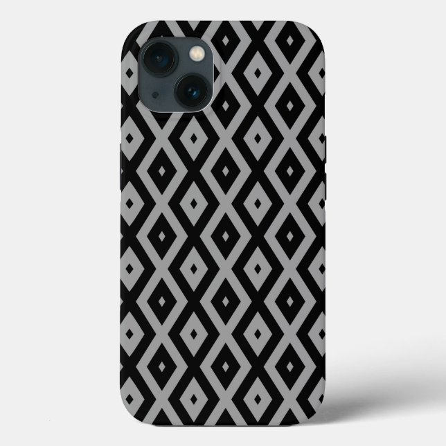 Coques Case-Mate iPhone Motif en diamant gris et noir Coque-Mate iPhone ca (Verso)