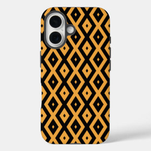 Coque Pour iPhone 16 Motif en diamant jaune et noir