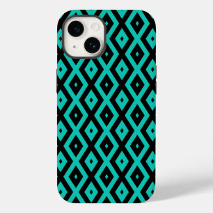 Coque Case-Mate iPhone Motif en diamant noir et turquoise