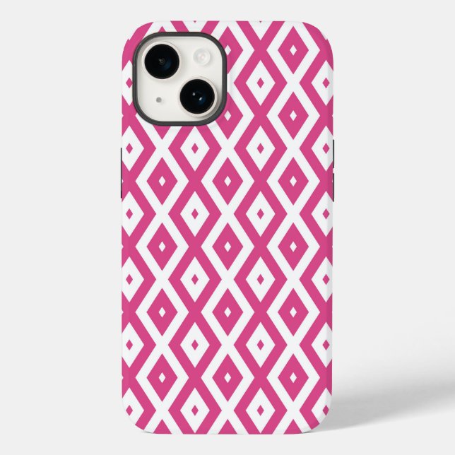 Coques Case-Mate iPhone Motif en diamant rose et blanc (Verso)