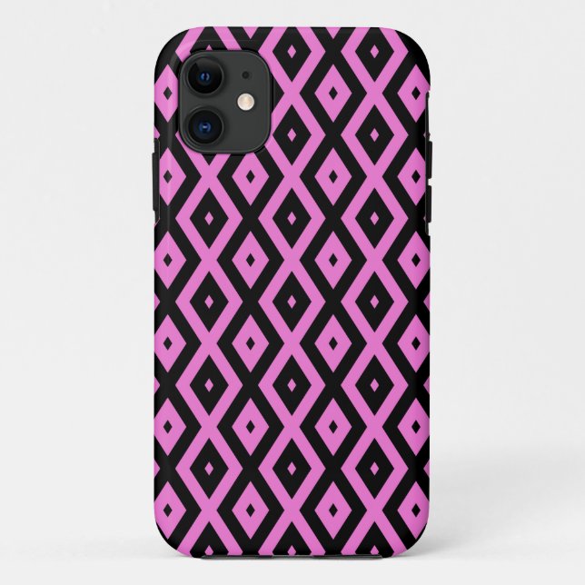 Coques Case-Mate iPhone Motif en diamant rose et noir (Dos)