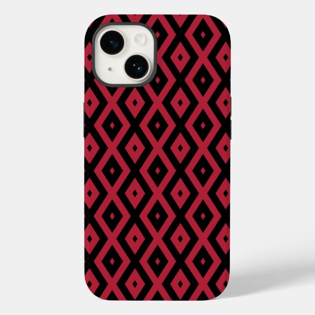 Coques Case-Mate iPhone Motif en diamant rouge et noir (Verso)