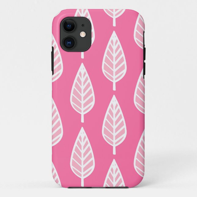 Coques Case-Mate iPhone Motif en feuille de hêtre - rose et blanc fleuri (Dos)