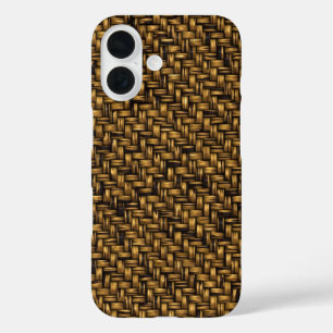 Coque Pour iPhone 16 Motif en fibre naturelle diagonal Twill