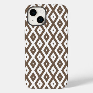 Coque Case-Mate iPhone Motif en losange marron taupe et blanc