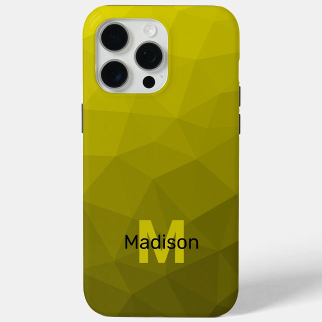 Coques Case-Mate iPhone Motif en maille géométrique gris foncé jaune (Verso)