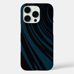 Coque iPhone 16 Pro Motif en marbre Abstrait en noir et Turquoise