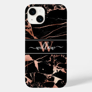 Coque Case-Mate iPhone Motif en marbre Monogramme Rose or noir