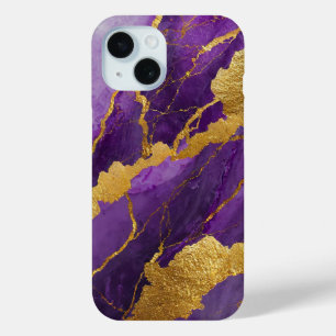 Coque Case-Mate iPhone Motif en marbre violet avec or