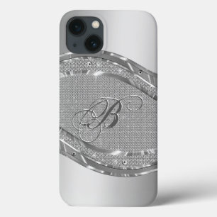 Coques Pour iPhone Motif en métal argenté avec diamants
